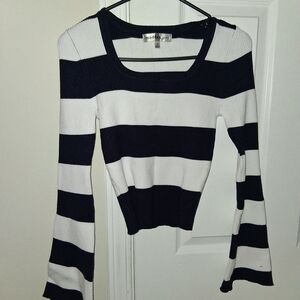 Madden Girl Blue and White Striped Blouse
